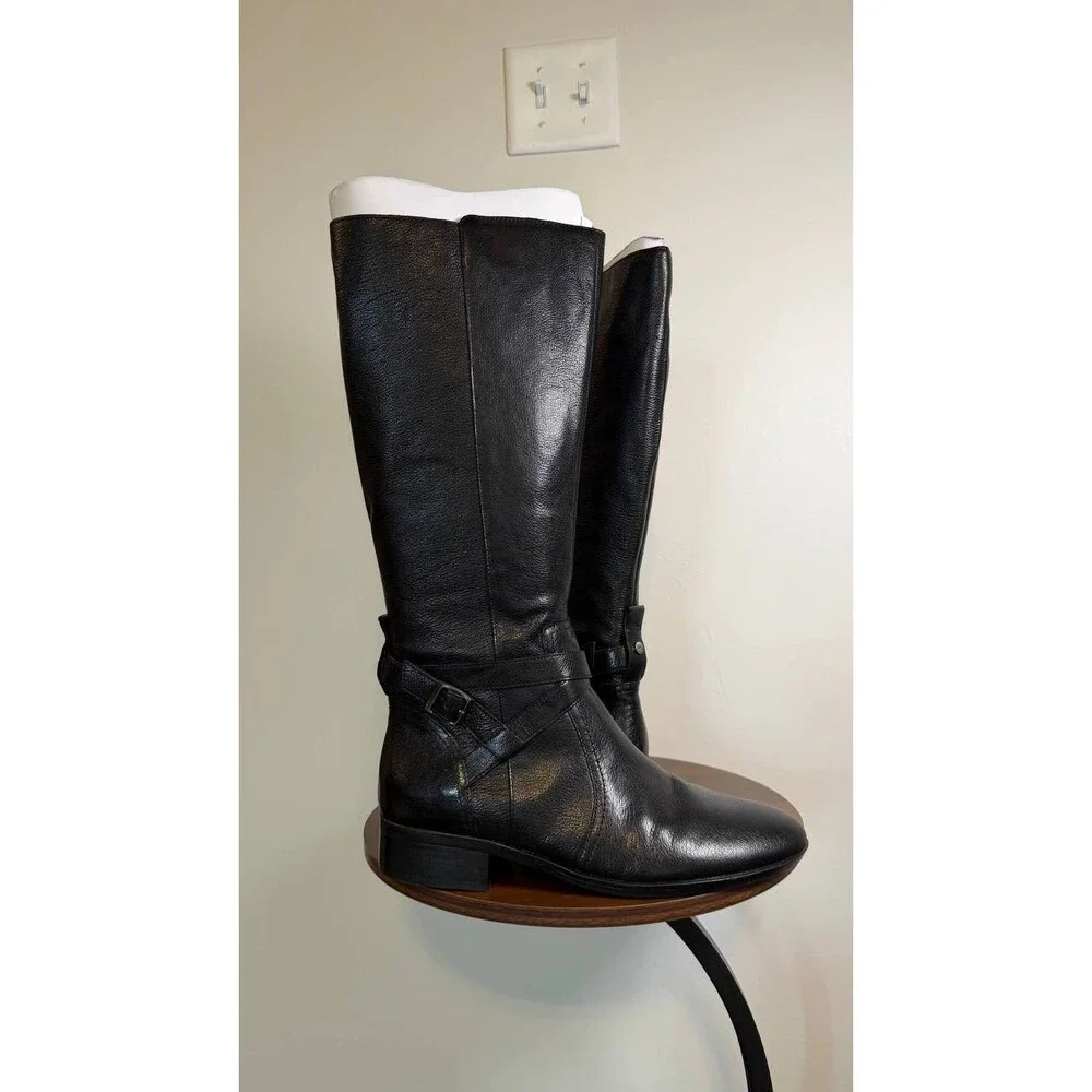 Naturalizer Rena 2 Boots 11W Black Leather Wide Calf Riding Style NIB msrp$325 - Picture 7 of 15